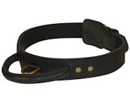Tac-Black Leather Agitation Collar With Handle for Labrador