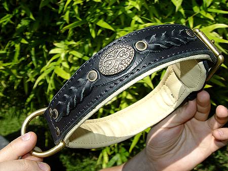 Royal Nappa Padded Hand Made Leather dog collar for Labrador dog