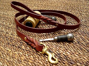 Handcrafted leather dog leash for walking and tracking for Labrador dog