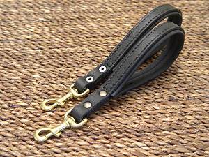 Short leather dog leash for Labrador dog