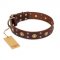 "Caprice of Fashion" FDT Artisan Brown Leather Labrador Collar with Round Decorations