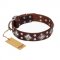 "King of Grace" FDT Artisan Stylish Leather Labrador Collar with Old Silver-Like Plated Decorations