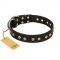 "Rhomb Style" FDT Artisan Decorated Leather Labrador Collar with Old Bronze-Plated Studs 1 1/2 inch (40 mm) Wide