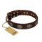"Chocolate kiss" FDT Artisan Leather Labrador Collar with Old Bronze Look Oval Plates