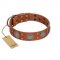 "Sun Rise Noon" FDT Artisan Tan Leather Labrador Collar with Unique Design