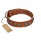 "Luxurious Life" Premium Quality FDT Artisan Tan Leather Labrador Collar with Round Adornments