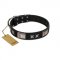 "Pitch Dark" FDT Artisan Black Leather Labrador Collar with Stars and Plates