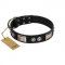 "Grand Wear" FDT Artisan Black Leather Labrador Collar with Shining Plates and Spiked Studs