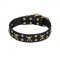 "Jolly Rojer" FDT Artisan Leather Labrador Collar with Pirate Skulls and Studs - 1 1/2 inch (40 mm) wide
