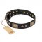 "Jewel Passion" FDT Artisan Fashionable Black Leather Labrador Collar