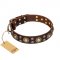 "Flower Melody" FDT Artisan Brown Leather Labrador Collar with Mixed Studs