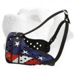 Reliable Leather Labrador Muzzle for Training with American Flag Painting