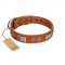 "Pawsy Glossy" FDT Artisan Exclusive Tan Leather Labrador Collar 1 1/2 inch (40 mm) wide