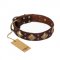 "Golden Square" FDT Artisan Brown Leather Labrador Collar with Large Squares