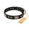 "Pirates Gold" FDT Artisan Black Leather Labrador Collar with Old Silver Look Plates and Skulls