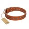 "Star Trek" FDT Artisan Tan Leather Labrador Collar Decorated with Stars