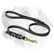 Walking Leather Labrador Leash Adorned With Braids
