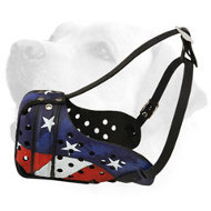 Reliable Leather Labrador Muzzle for Training with American Flag Painting