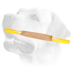 Quality Labrador training tug of leather with two handles