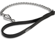 Quality dog leash with leather handle and Herm Sprenger chain and snap hook