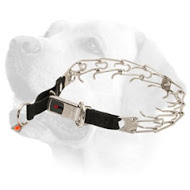 Stainless Steel Pinch Labrador Prong Collar with Click Lock Buckle and Nylon Loop 1/8 inch (3.2 mm)