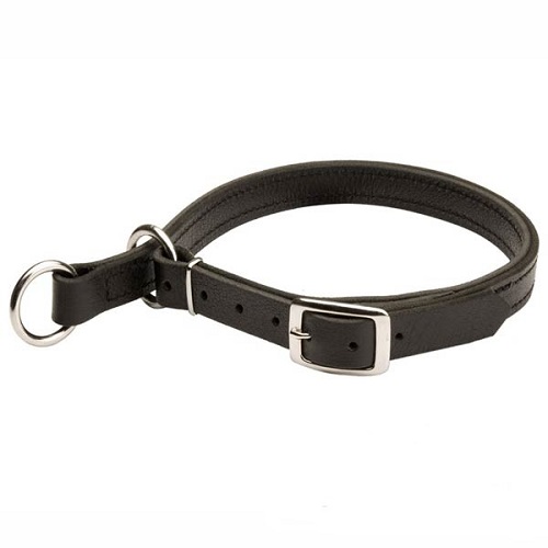 Labrador collar of 2 ply stitched natural leather