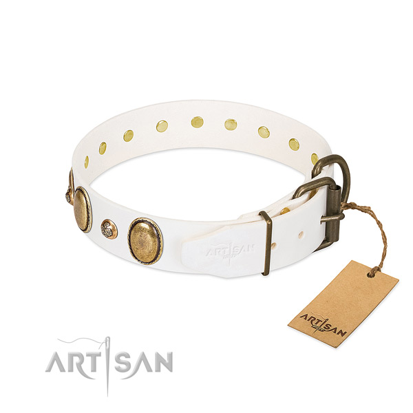 Comfy wearing genuine leather dog collar