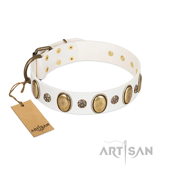 Comfortable wearing quality genuine leather dog collar