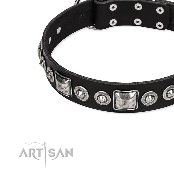 Genuine leather dog collar made of top rate material with studs