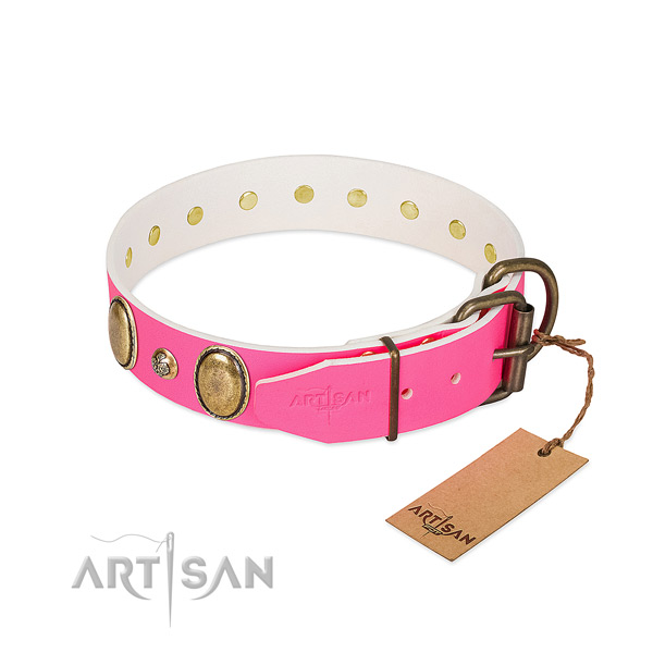 Handy use best quality genuine leather dog collar