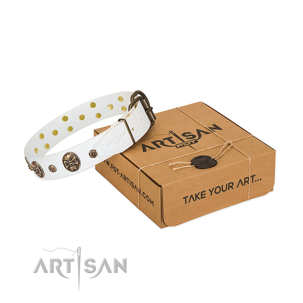 Fine quality full grain natural leather collar for your beautiful pet