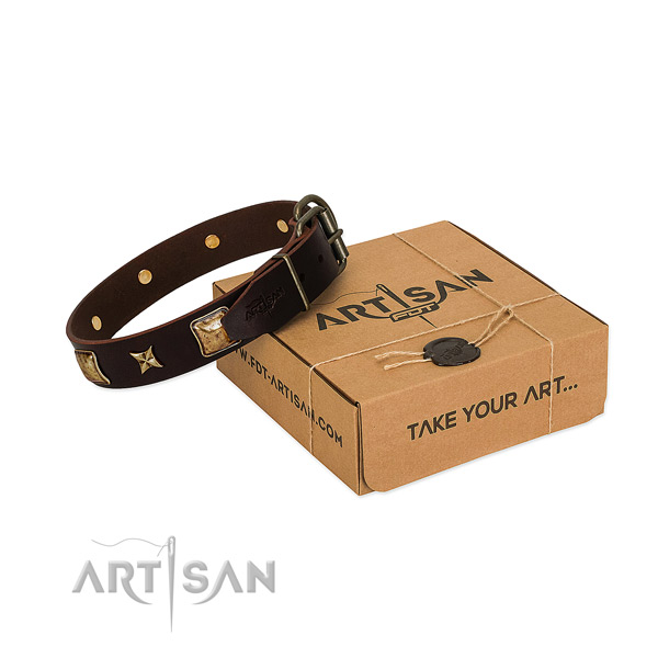 Stylish design full grain leather collar for your attractive dog