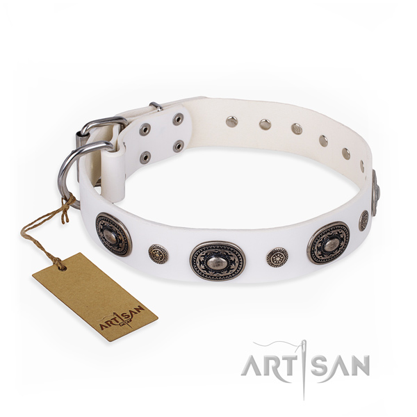 Gentle to touch leather collar handmade for your dog