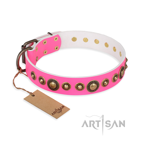 Quality genuine leather collar made for your dog