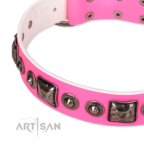 Soft full grain leather dog collar handmade for your impressive doggie