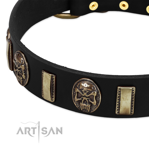 Strong buckle on full grain natural leather dog collar for your canine
