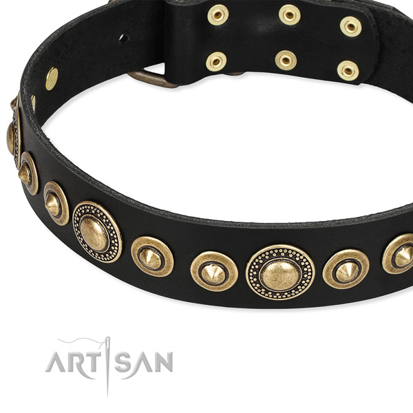 Strong full grain genuine leather dog collar crafted for your attractive doggie