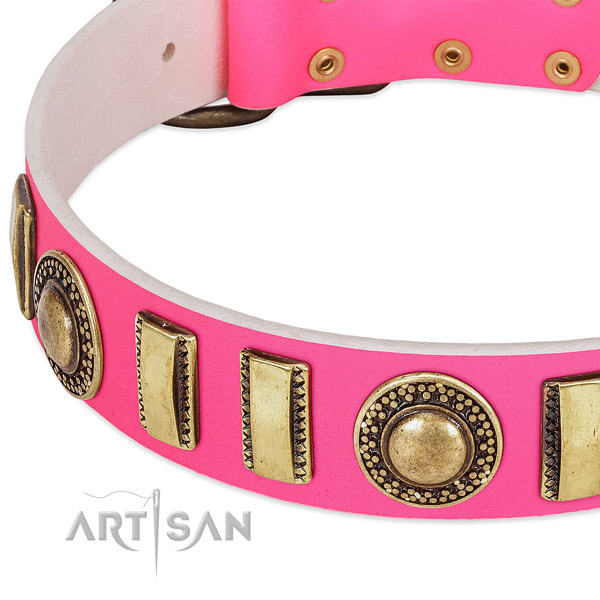 Top notch full grain genuine leather dog collar for your beautiful dog