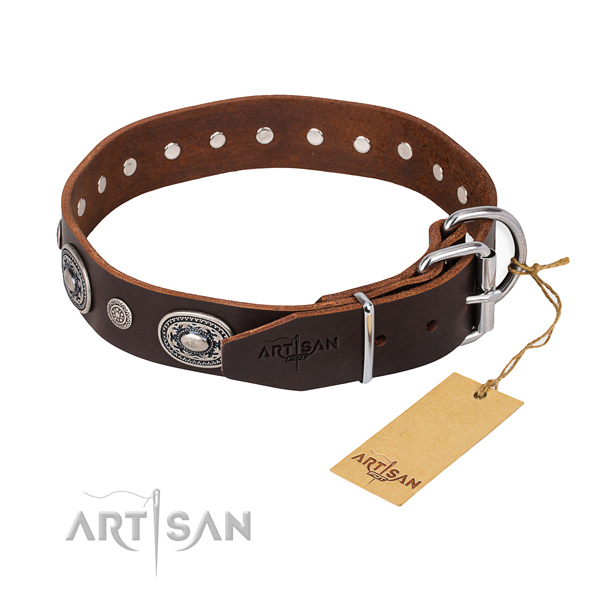 Best quality genuine leather dog collar created for stylish walking