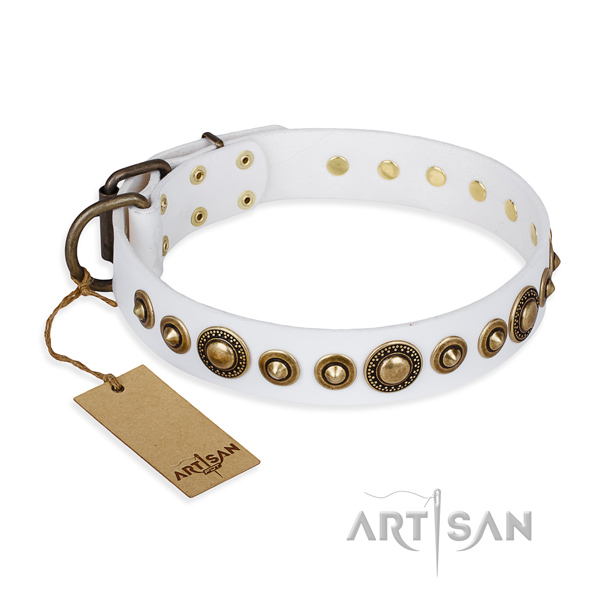 Top notch full grain natural leather collar made for your doggie