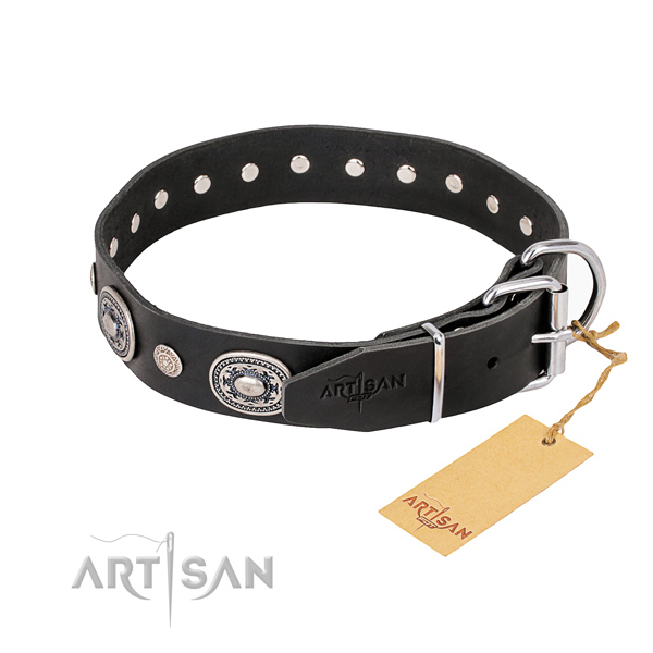 High quality genuine leather dog collar created for fancy walking