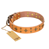 "Top-Flight" FDT Artisan Adorned Tan Leather Labrador Collar