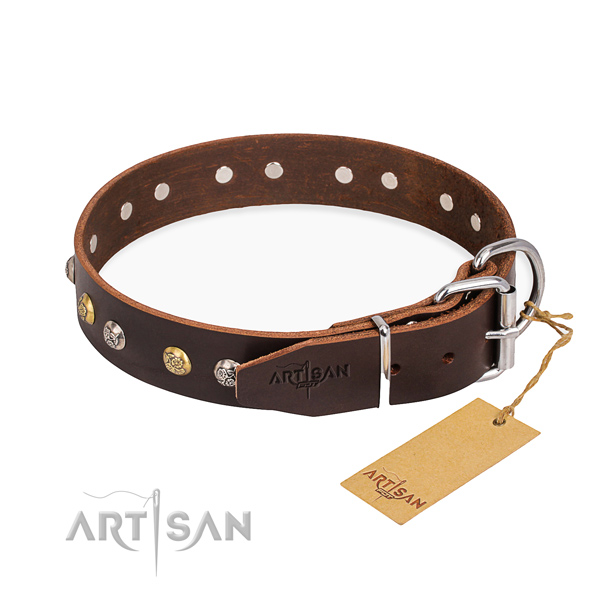 Best quality full grain leather dog collar crafted for easy wearing