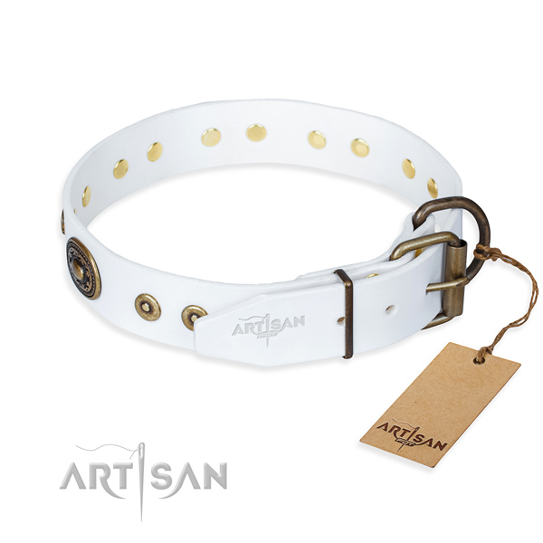 Natural genuine leather dog collar made of best quality material with durable studs