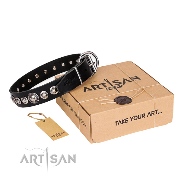 Finest quality full grain genuine leather dog collar