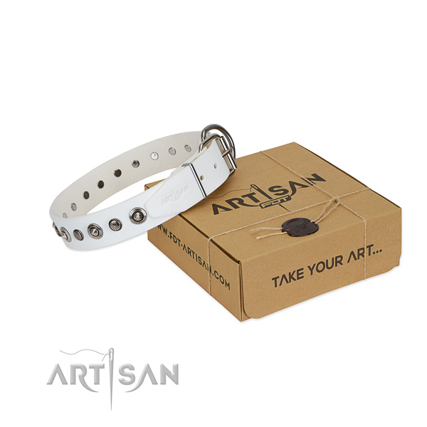 Finest quality full grain leather dog collar with inimitable studs