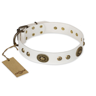 "Adorable Dream" FDT Artisan White Leather Labrador Collar "Adorable Dream" FDT Artisan White Leather Labrador Collar