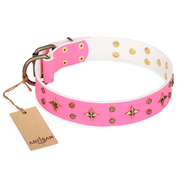 "Chi-Chi Pink Rose" FDT Artisan Leather Labrador Collar with Decorations "Chi-Chi Pink Rose" FDT Artisan Leather Labrador Collar with Decorations