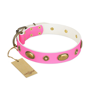"Beauty Queen" FDT Artisan Pink Leather Labrador Collar with Gentle Decorations "Beauty Queen" FDT Artisan Pink Leather Labrador Collar with Gentle Decorations