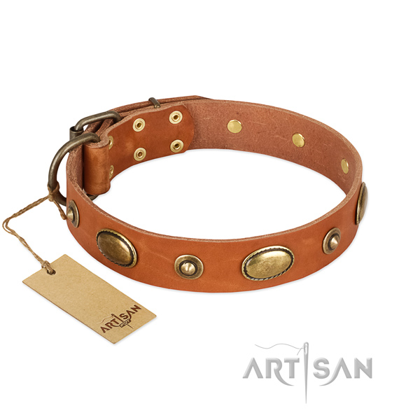 Easy to adjust full grain natural leather collar for your doggie